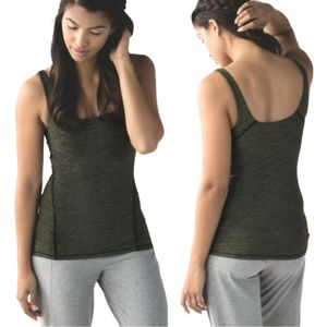 Lululemon Amala Tank Adjustable Built In Bra Heathered Gator Green Women’s Sz 8
